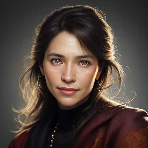 Confident Professional Woman in Photorealistic Digital Paint...