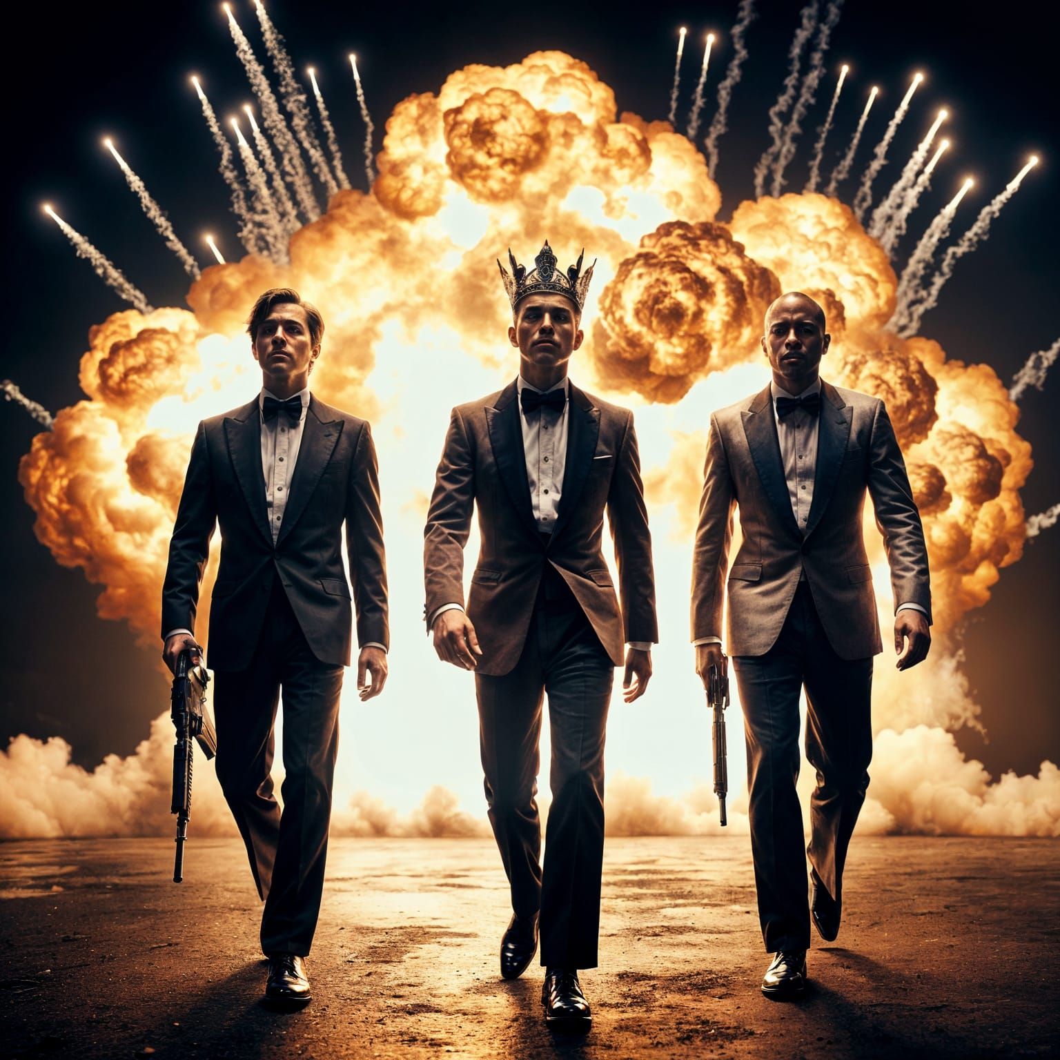 Epic Album Cover: Trio Walking Away From Explosion