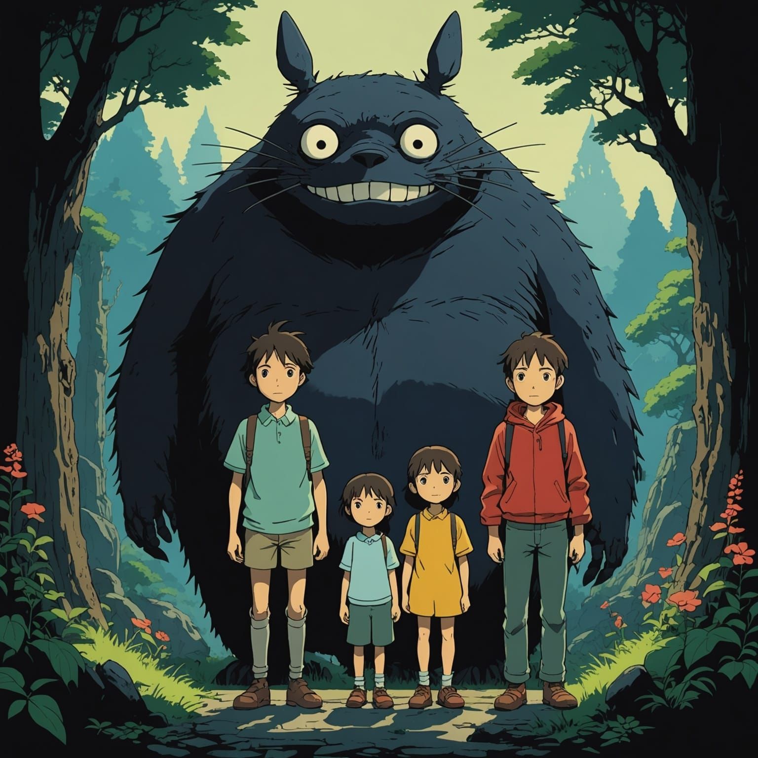 Grimdark Scene in Studio Ghibli Style