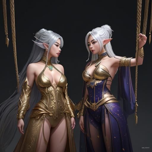 Ethereal Elf Woman Bound in Fantasy Portrait