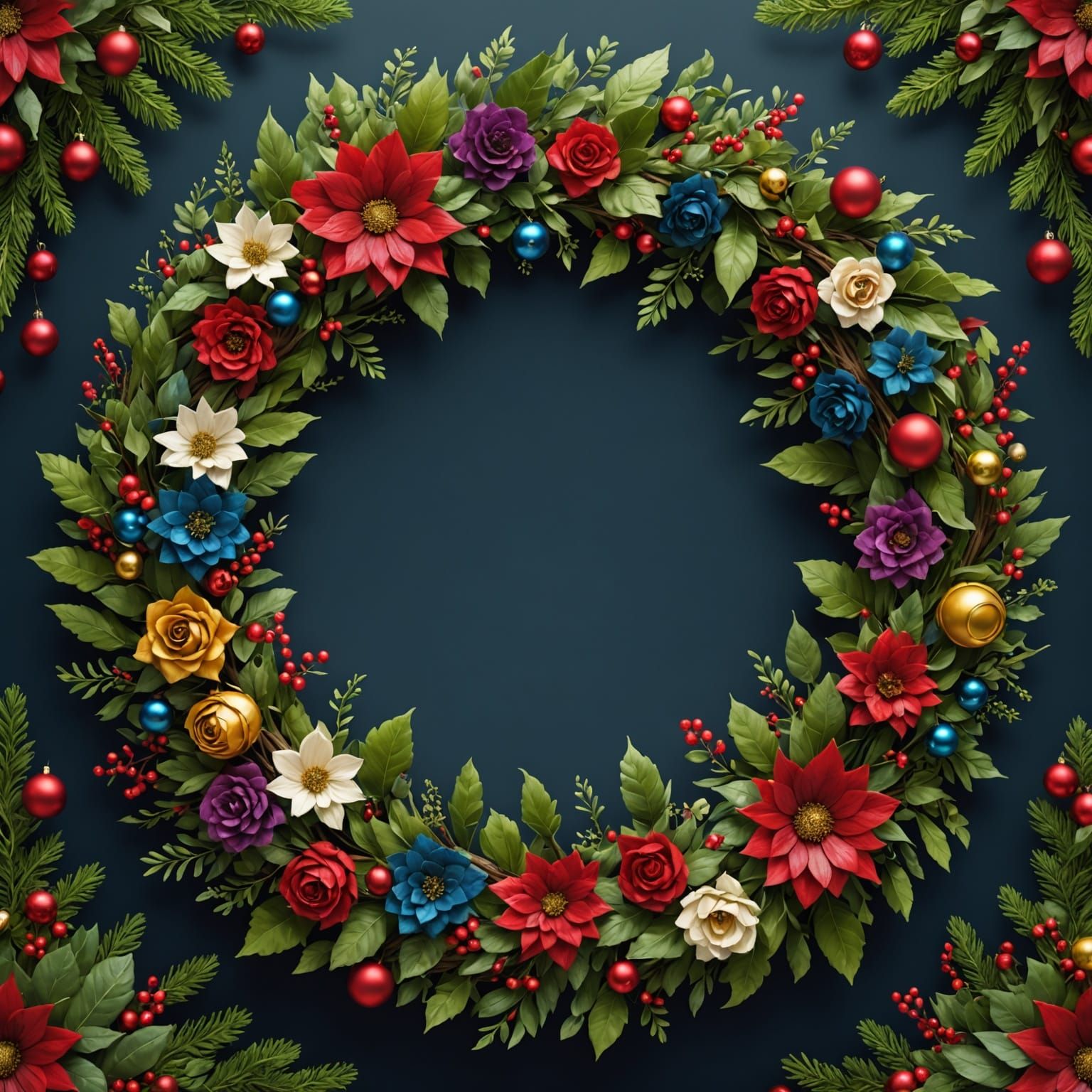 Christmas Wreath in Vibrant Fantasy Style