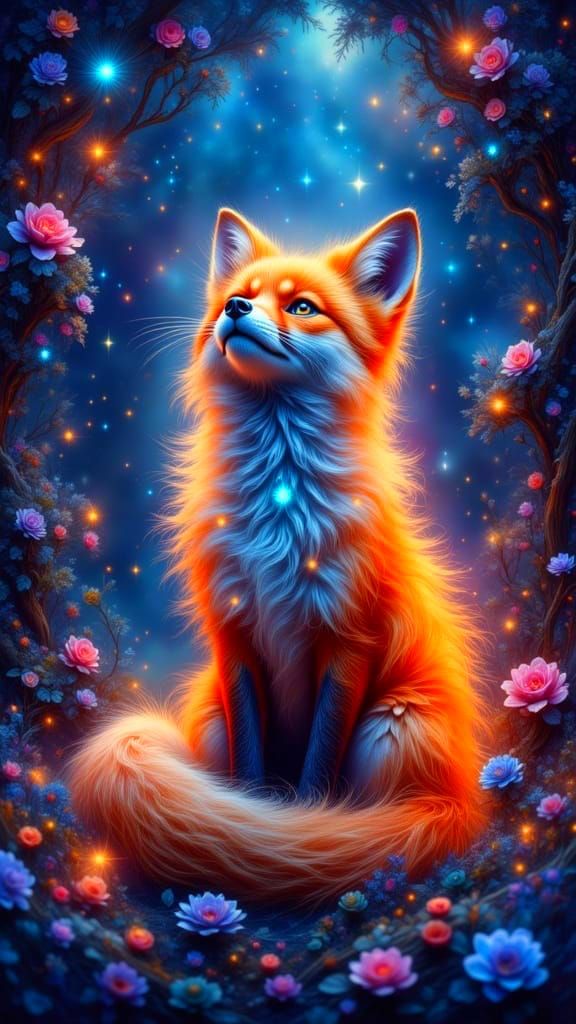 Ethereal Fox in Celestial Star Fields
