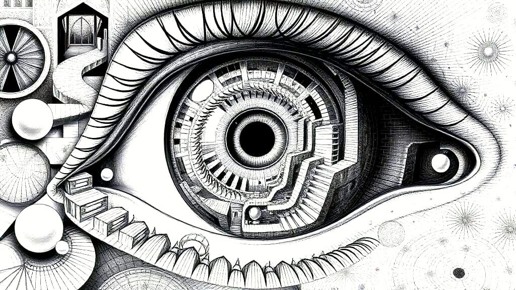 Surreal Eye Explores Infinite Geometry and Mystery