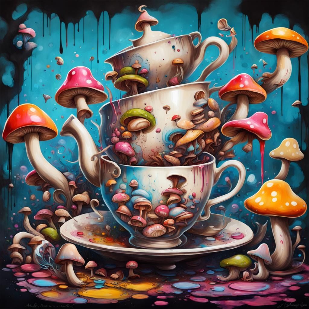 Alice in Wonderland: Graffiti Art with Mushrooms