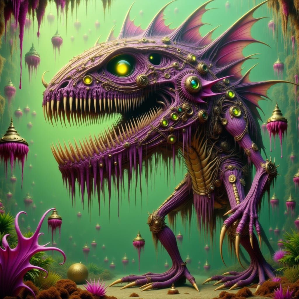 Surreal Pollen Creature Emerges with Razor Sharp Fangs