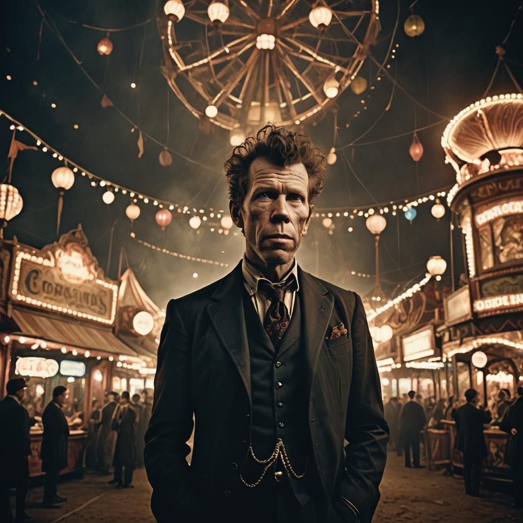 Tom Waits in Gothic Carnival Portrait