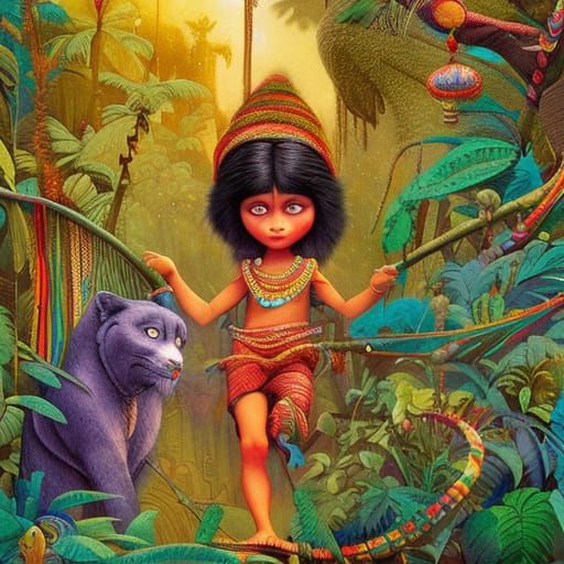 Jungle Book Village: Psychedelic Storybook Illustration