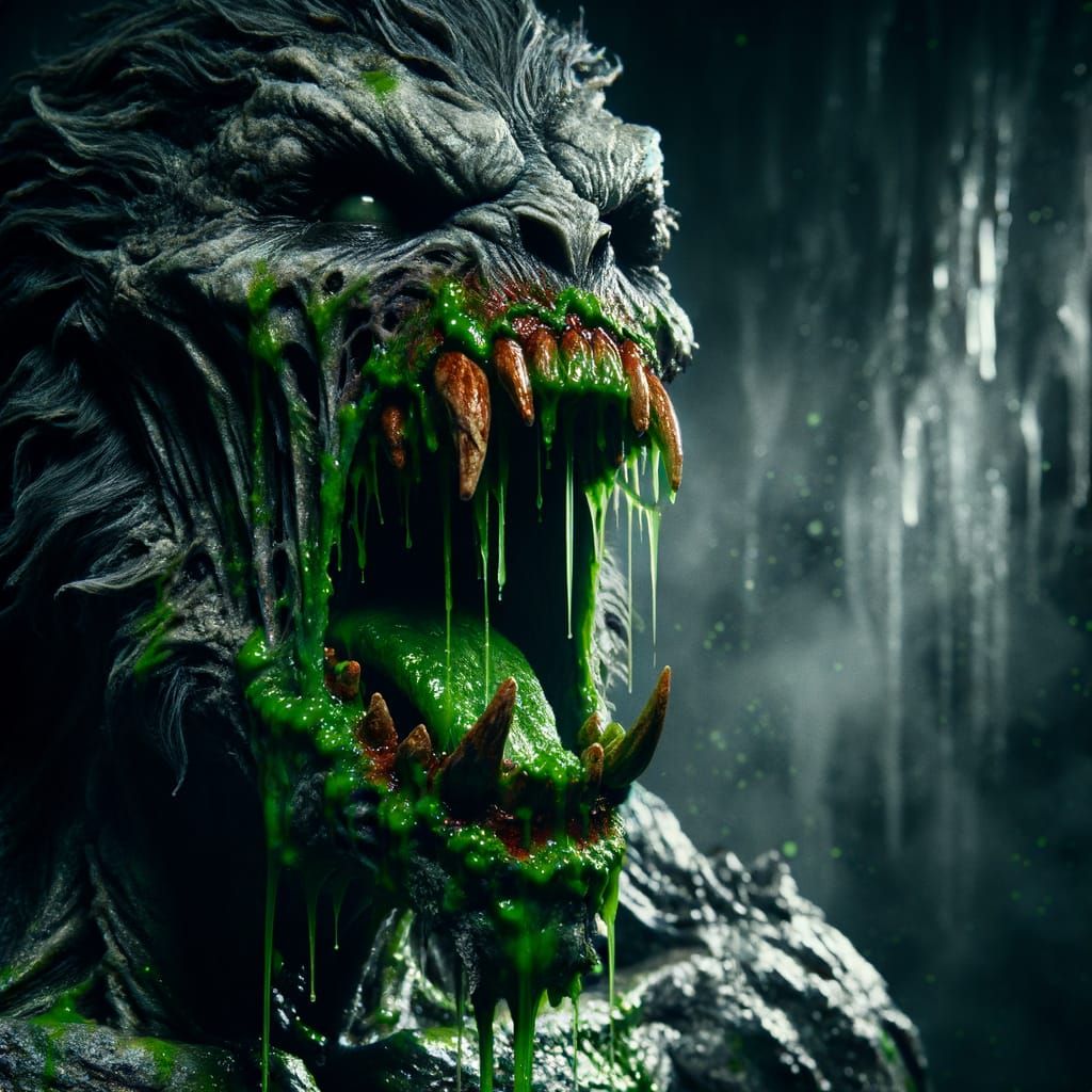 Ferocious Monster Exposes Unsettling Green Slime