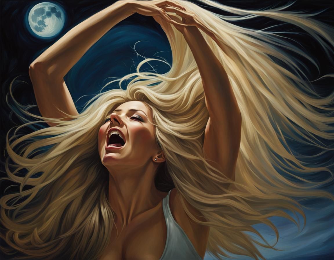 Woman's Descent into Madness in Deep Colors