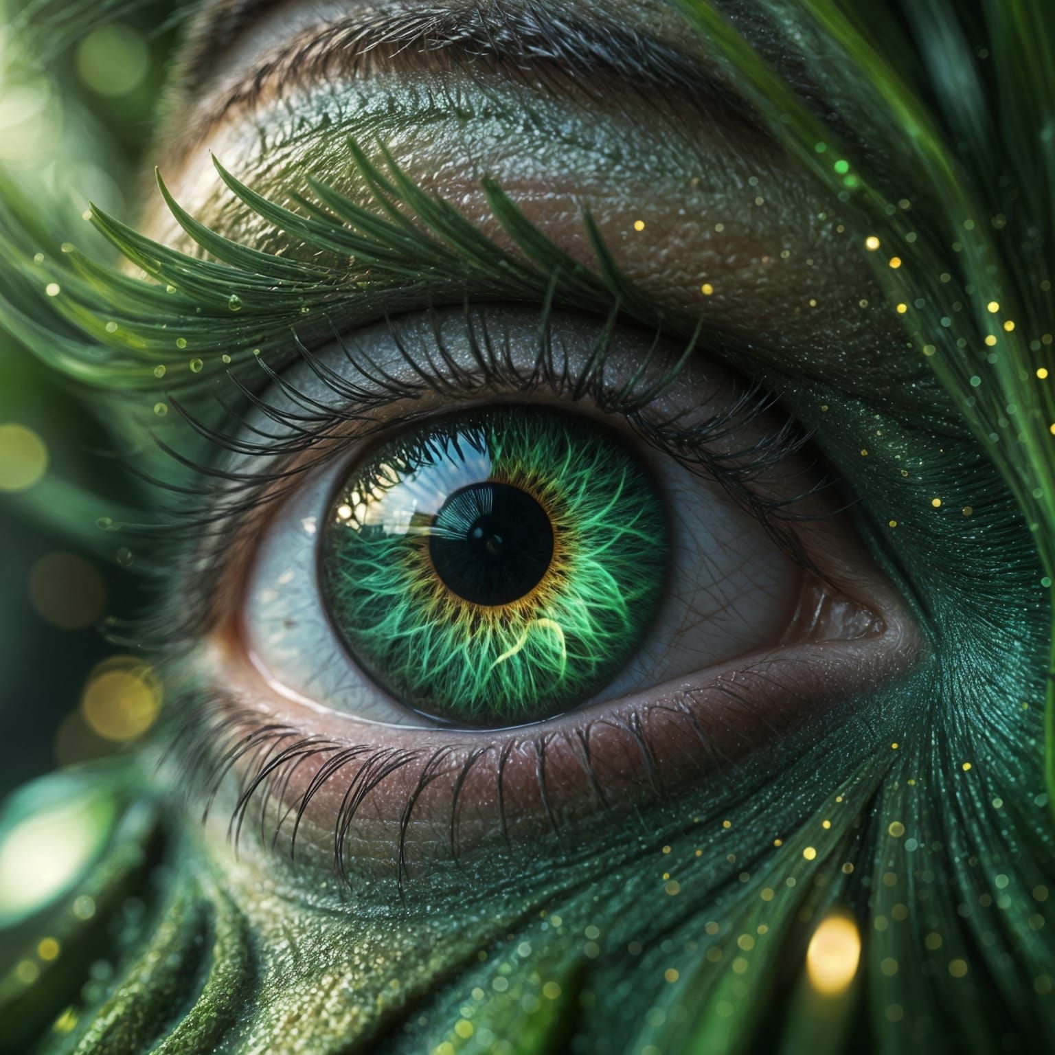 Surreal Eye with Vibrant Green Iris