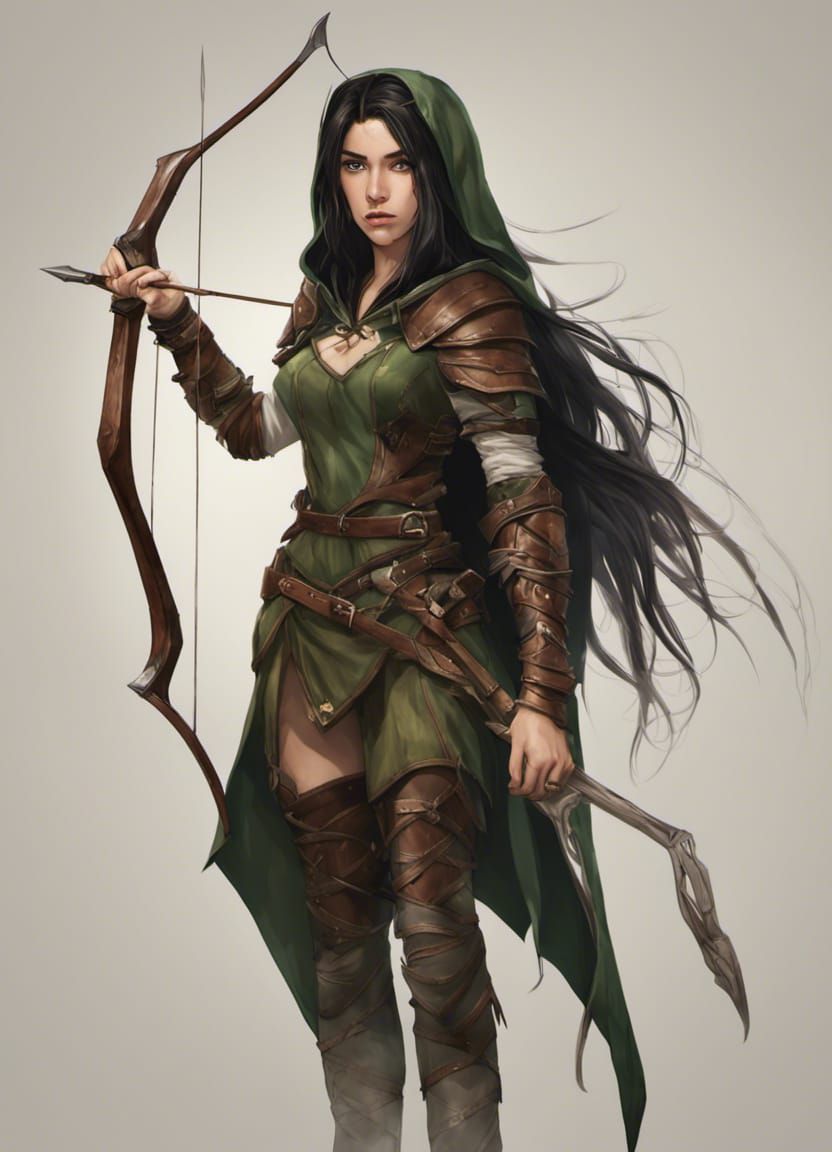 Female Wood Elf with Bow in Digital Matte Painting
