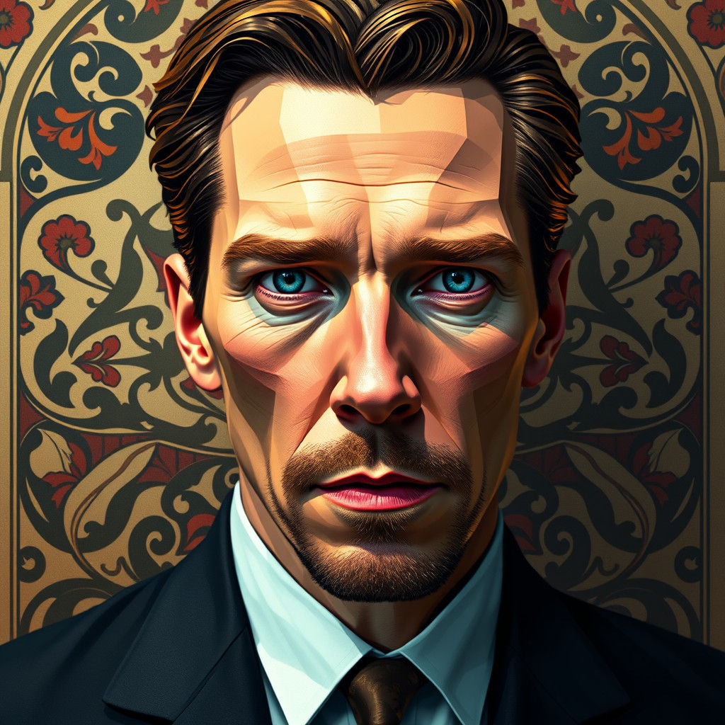 Cubist Benedict Cumberbatch Portrait in Art Nouveau Style