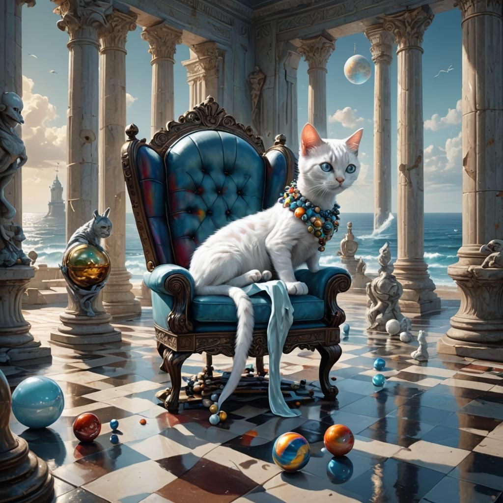 Surreal Chessboard World with Alien Woman, Digital Art