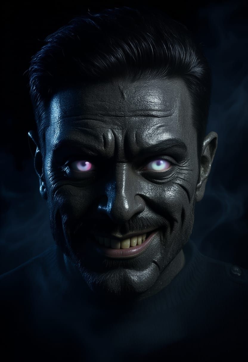 Malicious Stone Character in Theatrical Lighting