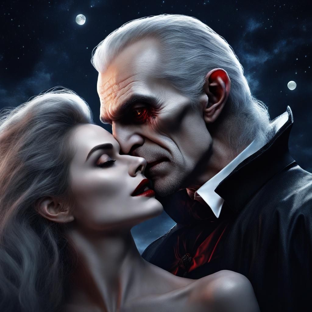 Vampire Woman's Embrace: Detailed Hyper-Realistic Digital Ar...