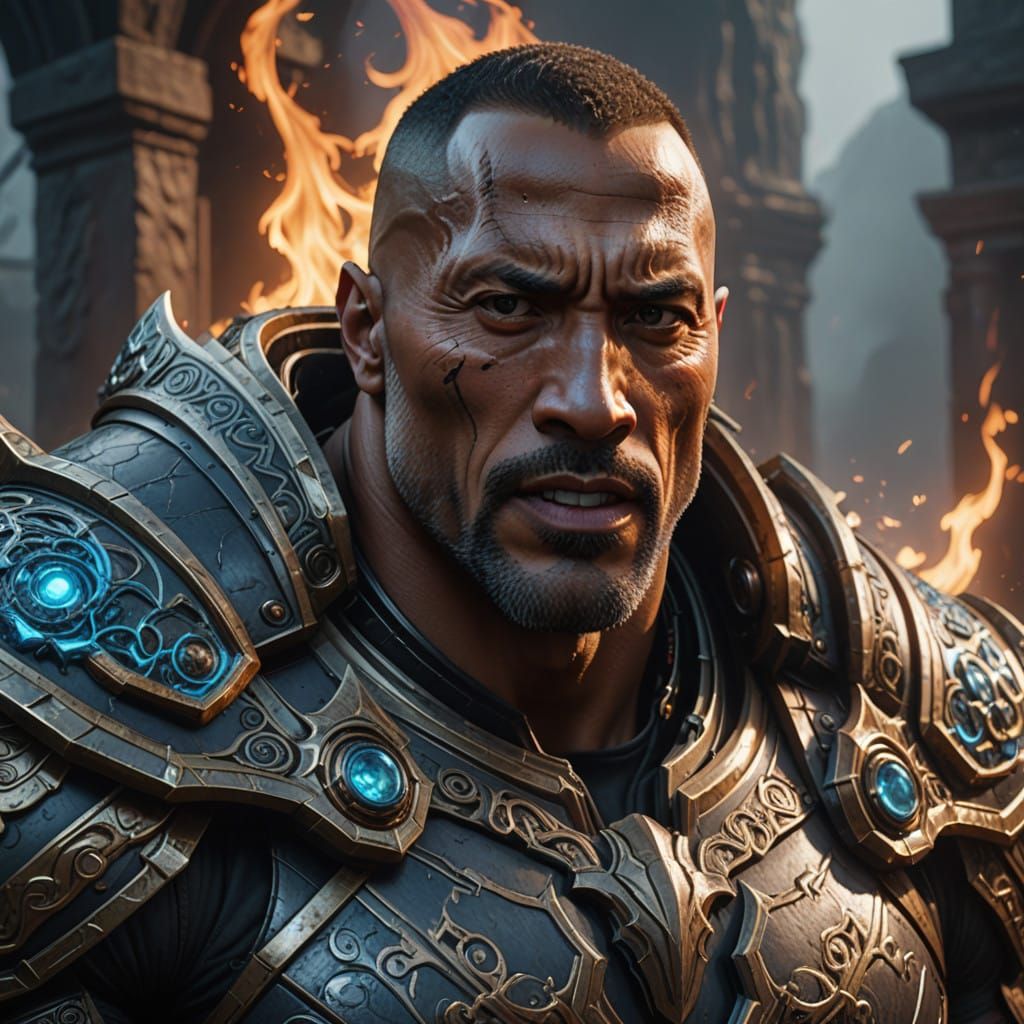 The Rock as Enraged Death Knight Sarevok in Hyper-Realistic...