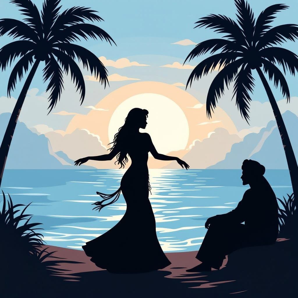 Belly Dancer Performance by the Sea at Sunset