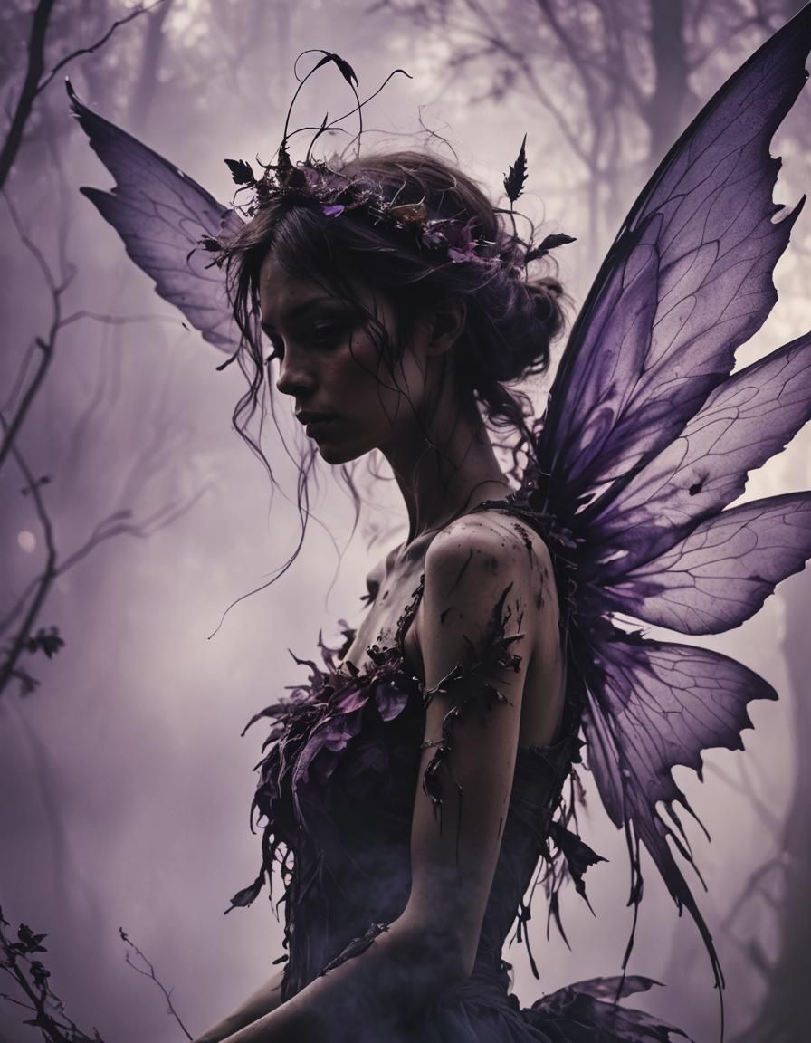 Ethereal Fairy Silhouette with Purple Tones