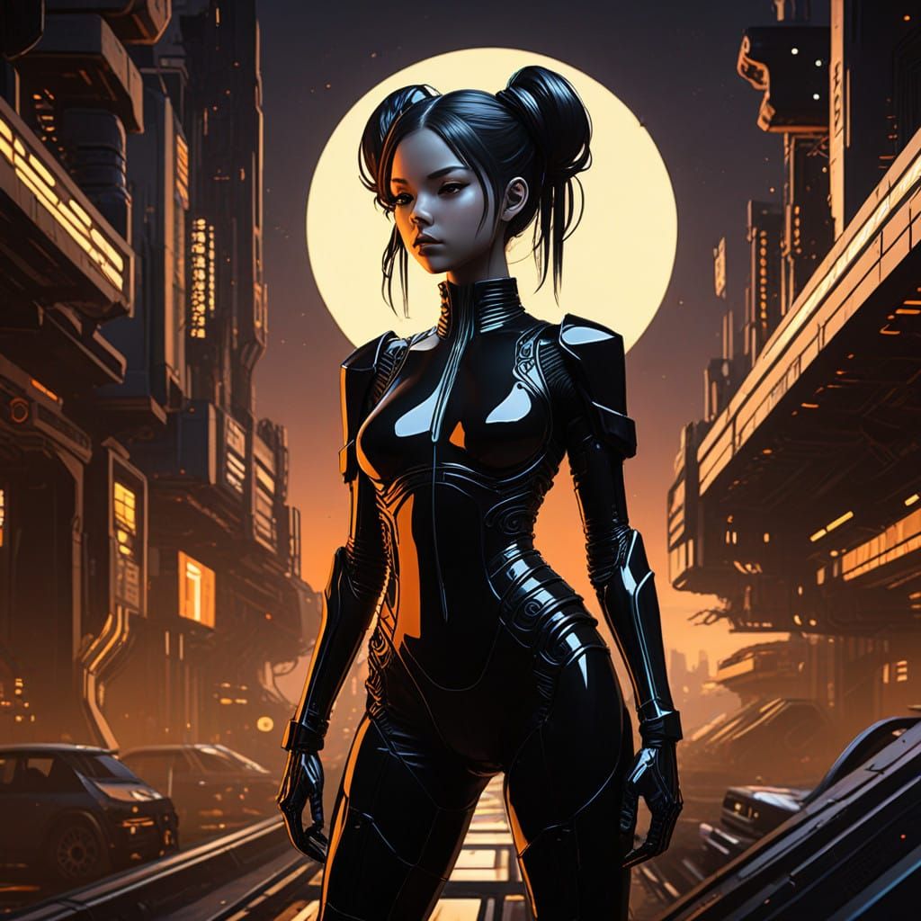 Heroic Figure in Vibrant Sunset-Inspired Anime Style