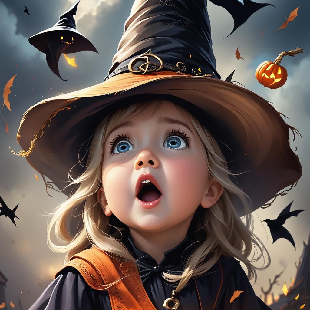 Adorable Toddler as Little Witch Concept Art