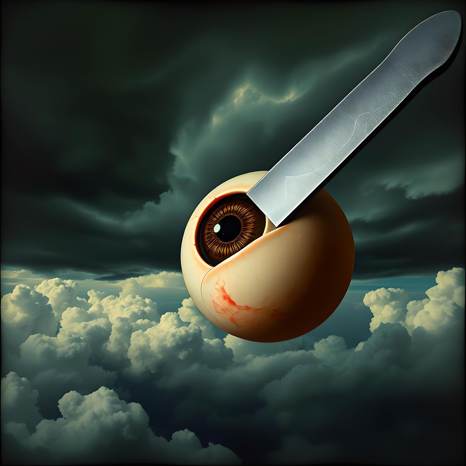 Surrealist Eye Cut in Stormy Skies, Avant-Garde Film