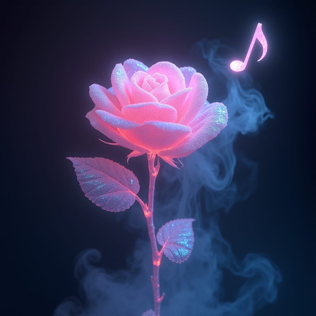 Ethereal Cyberpunk Rose in Neon Glory