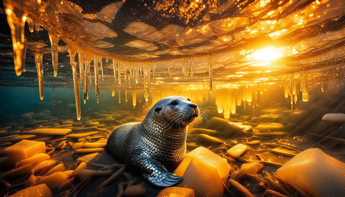 Seal in Chainmail Under Ice: Whimsical Protection