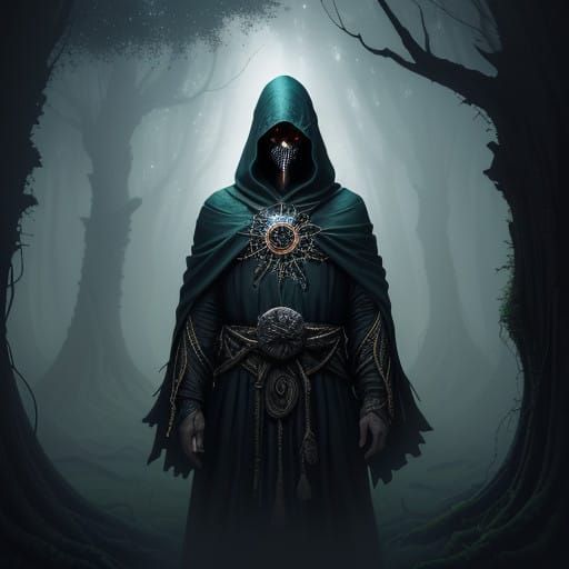 Mystical Forest Mage in Cinematic Volumetric Lighting