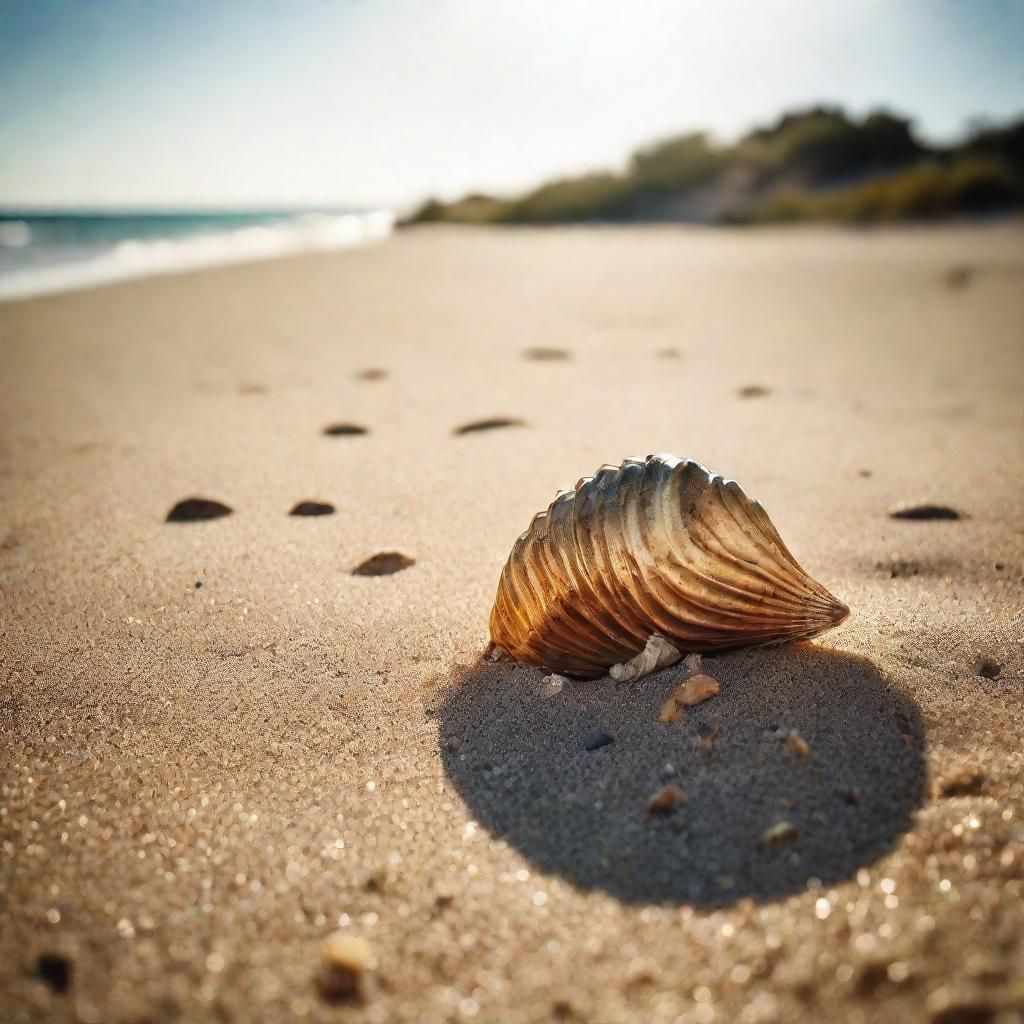 Crystal Shell on Mediterranean Beach in Morning Light