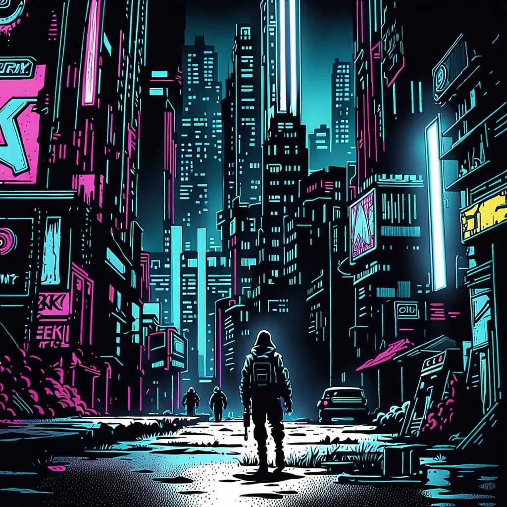 Dystopian Cityscape: Gritty Sci-Fi Film Still