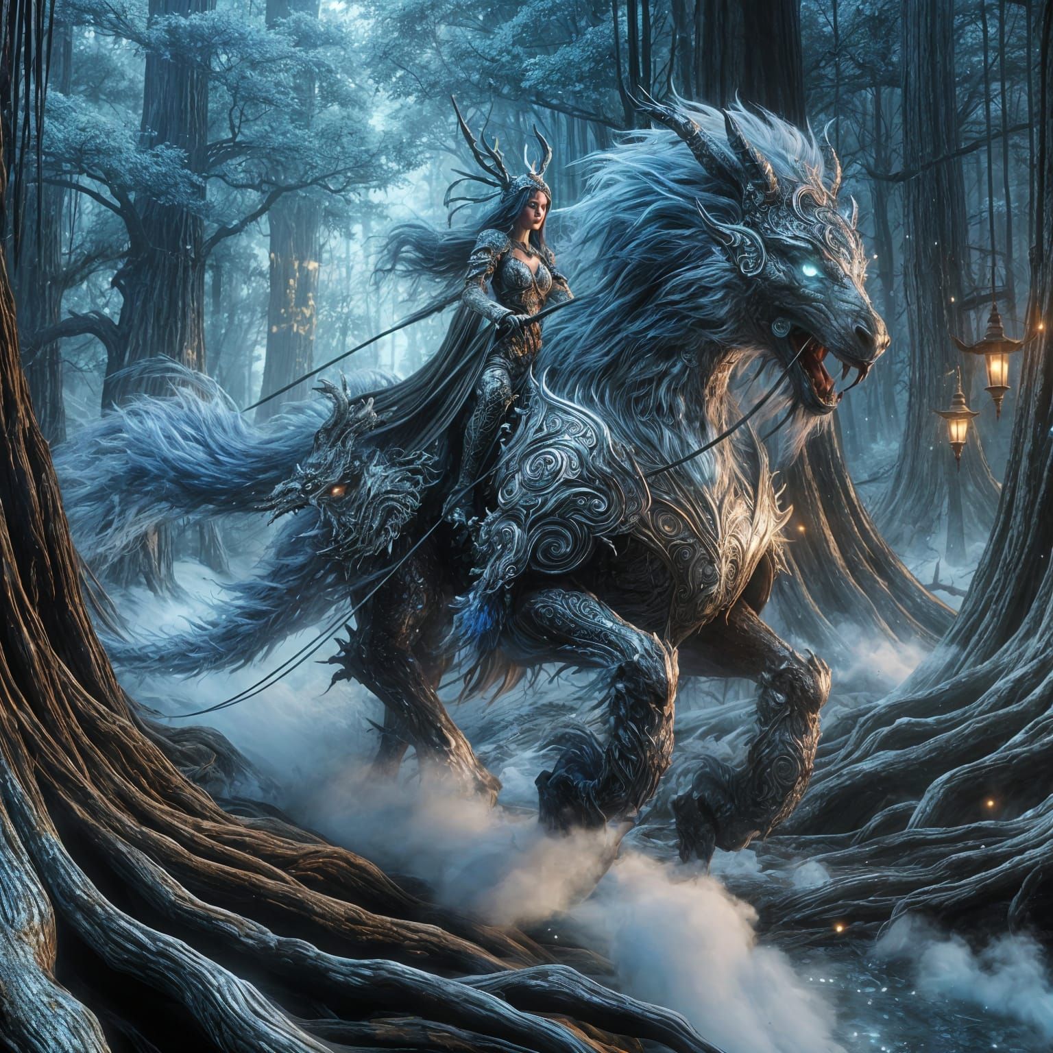 Regal Princess Warrior Rides Exotic Beast Through Whisperbar...