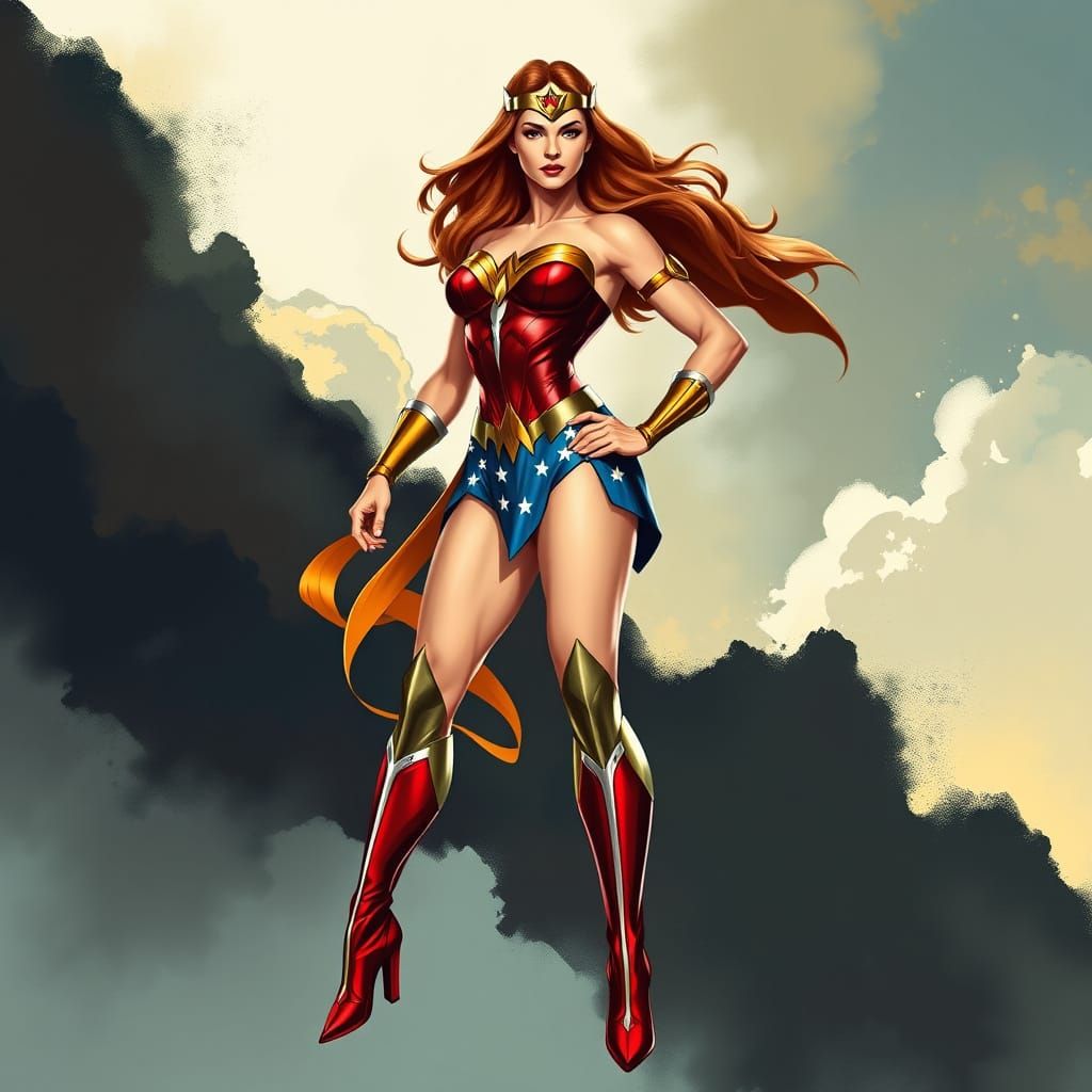 Wonder Woman in Vibrant Abstract Art