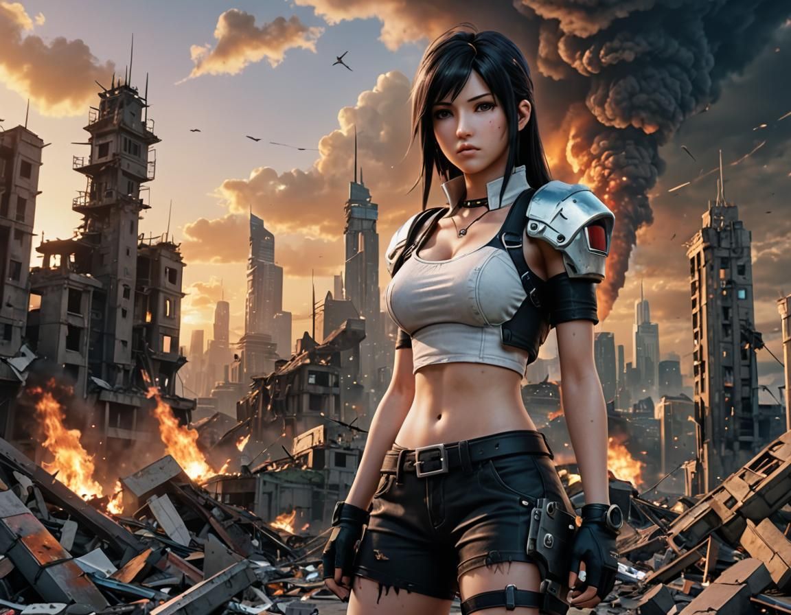 Desperate Woman in Apocalyptic Sunset, Manga Style