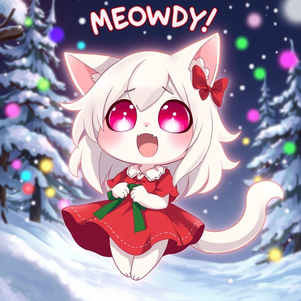 Spooky Catgirl Dances in a Snowy Anime Forest
