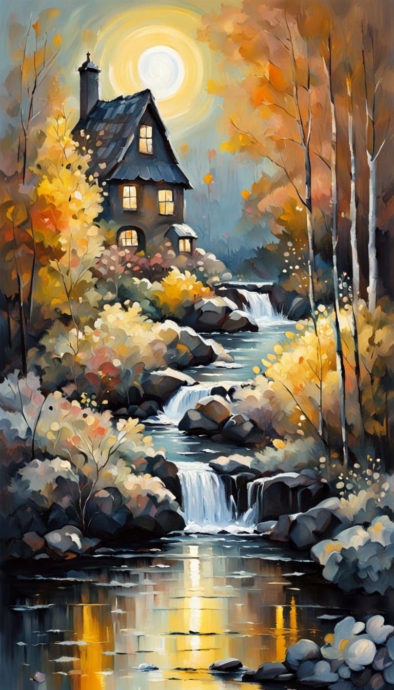 Enchanting Autumn Woodland Garden by Moonlight