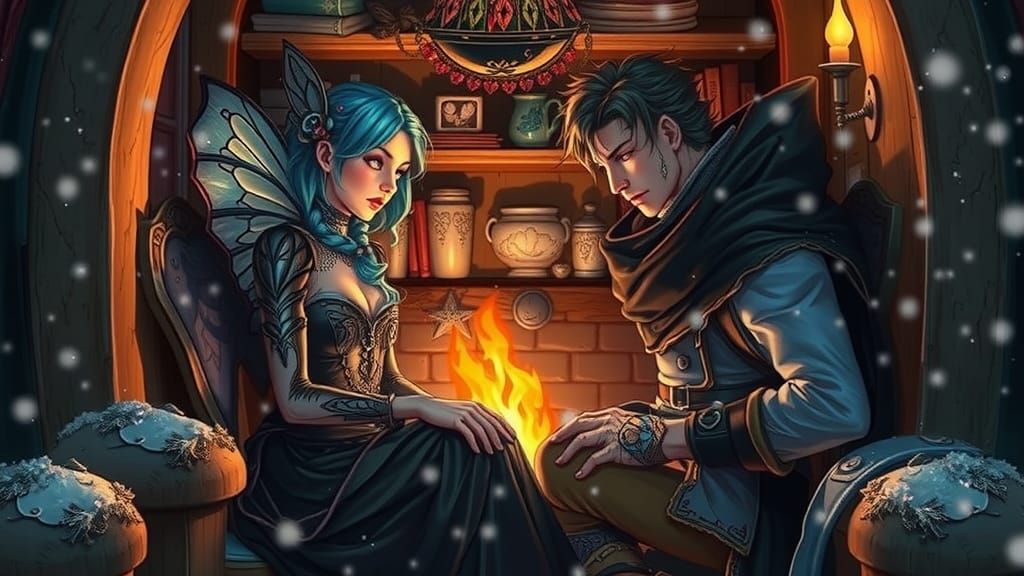 Steampunk Fairy and Gothic Rogue in Snowy Nook