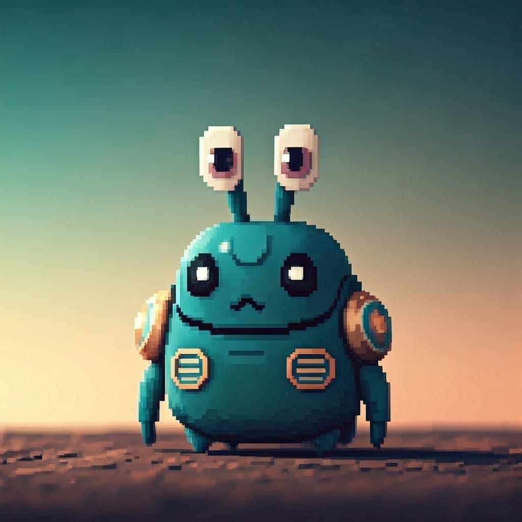 Adorable Pixel Art Plankton in Minimalist Style