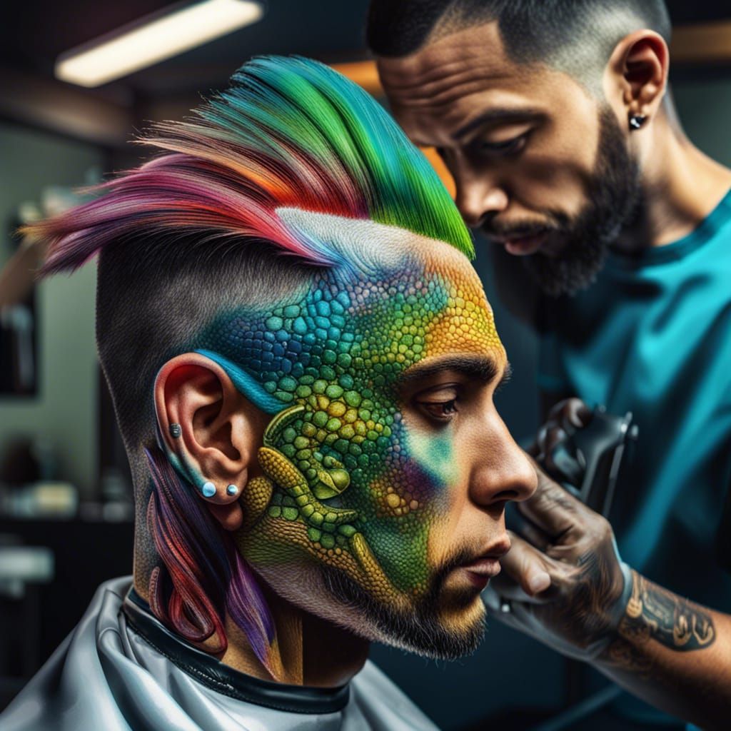 Gecko Haircut: Vibrant Barber Shop Scene