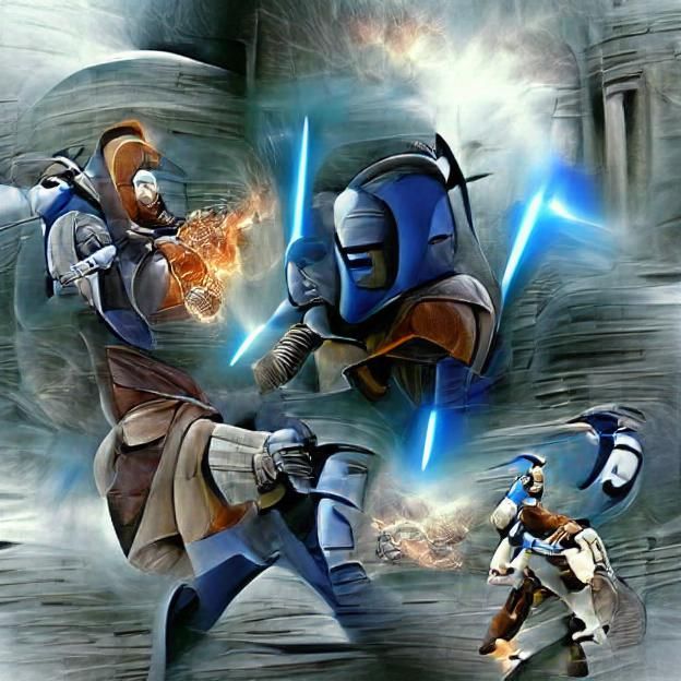 Intense Duel Between Two Figures