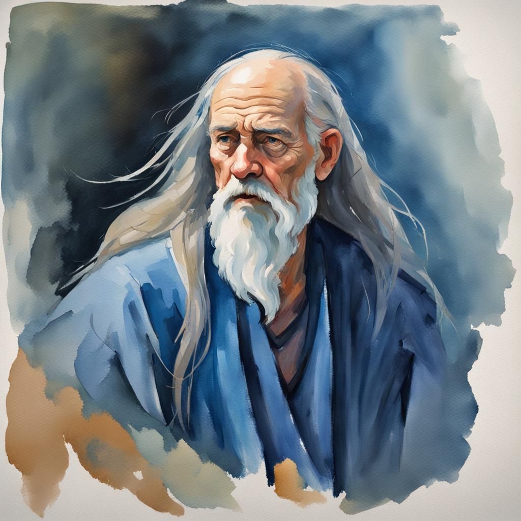 Mage Portrait in Gouache and Watercolor Style