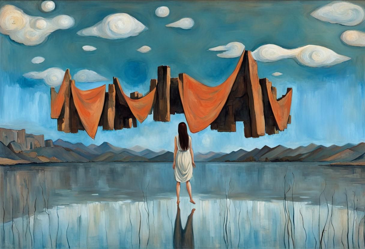 Surreal Floating Woman in Modigliani Style