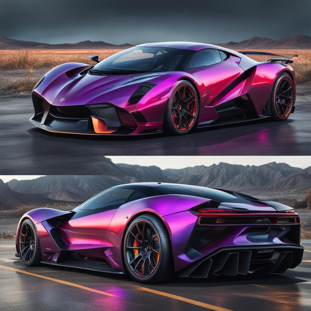 Hyperrealistic Portrait of a Colorful Futuristic Car