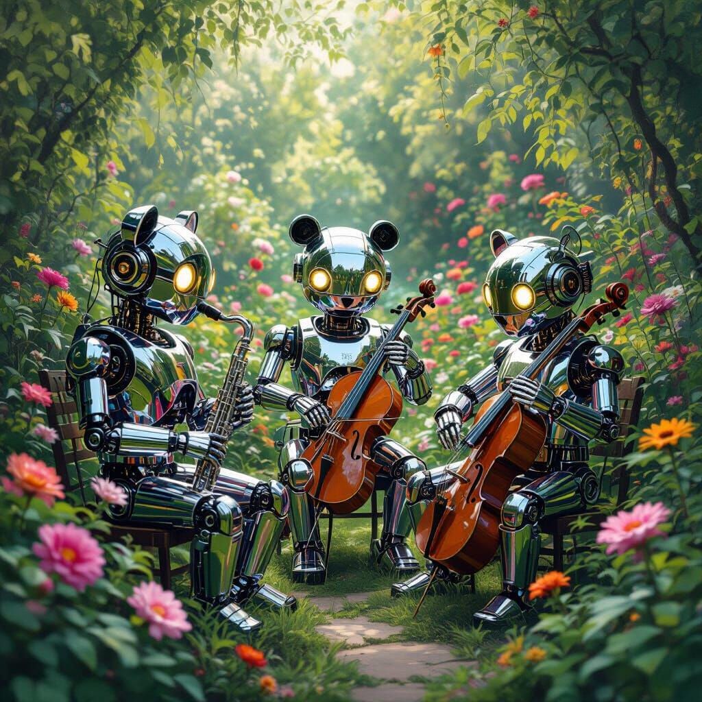 Robotic Animals' Musical Garden in Impressionistic Style
