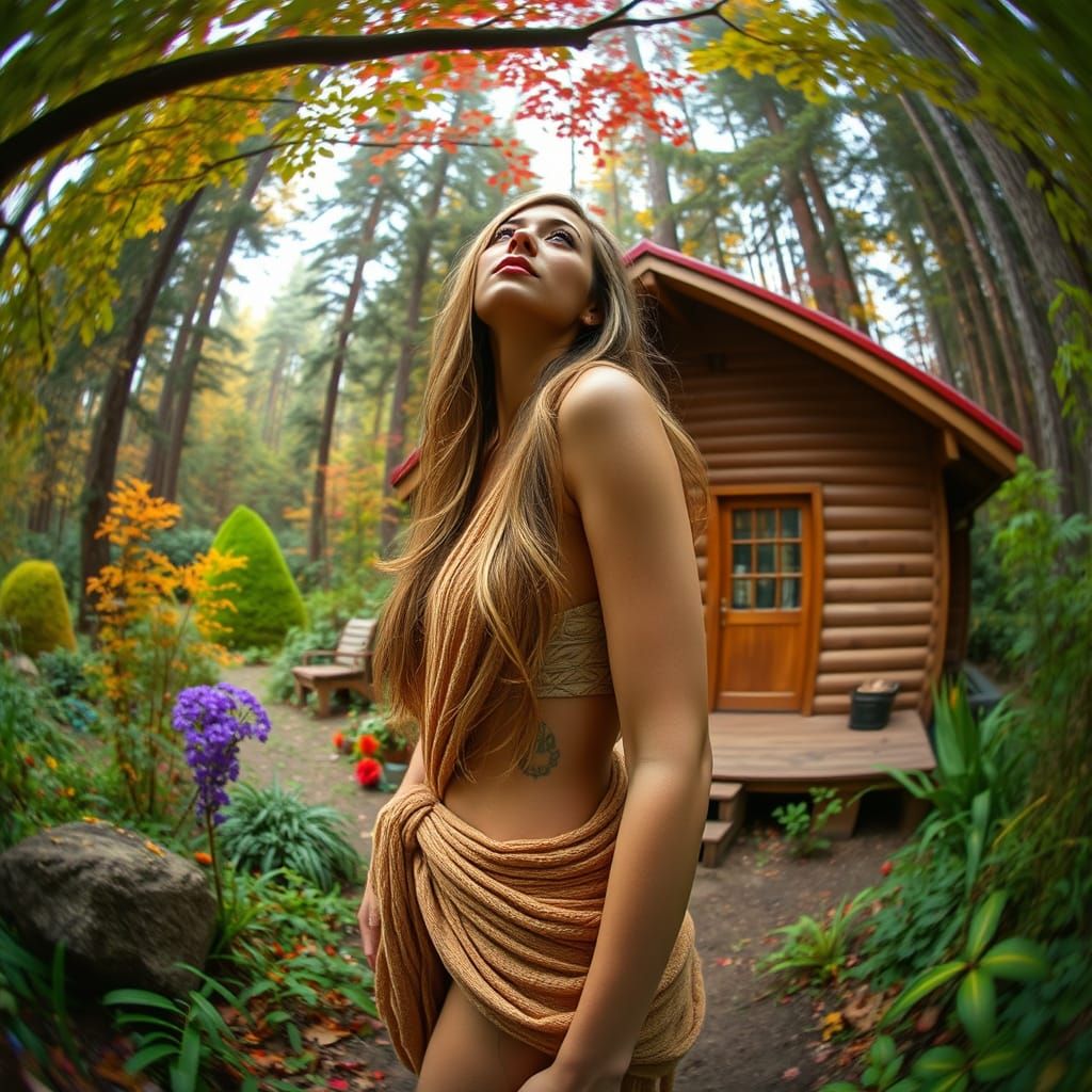 Goddess in Psychedelic Forest, Surreal Digital Art