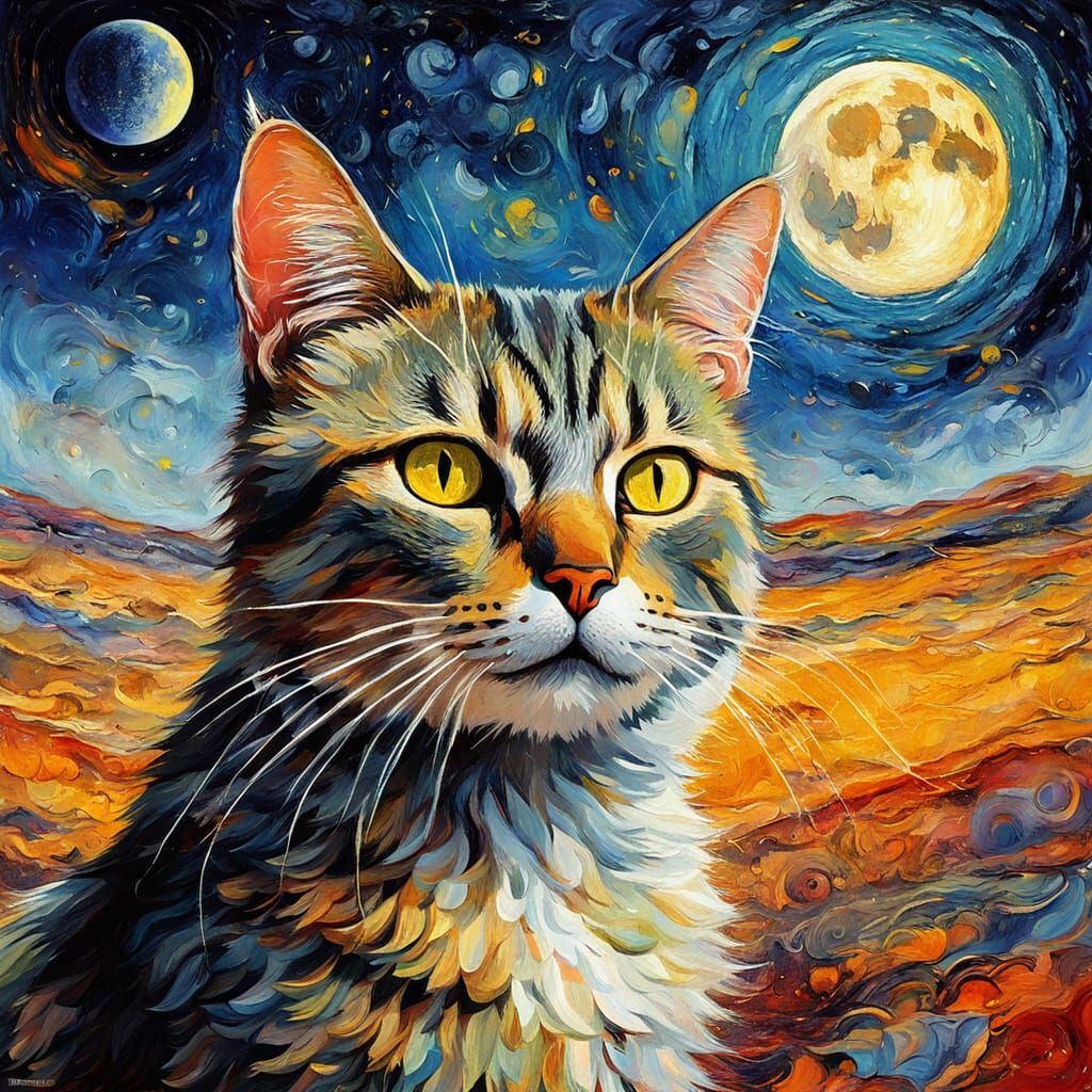 Cat on the Moon: A Surrealist Portrait