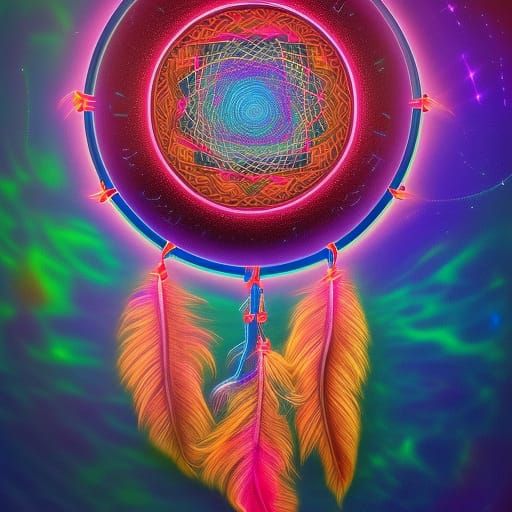 Holographic Dreamcatcher in Astral Cosmic Illustration