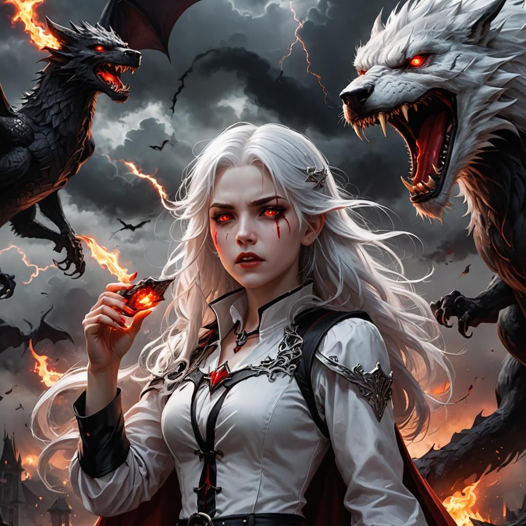 Dramatic Vampire Child Conjures Lightning and Dragons