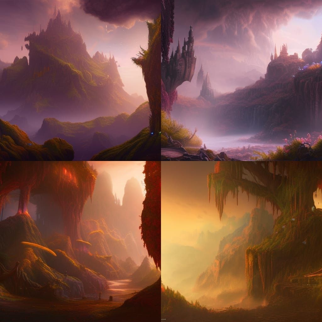 Fantastical Detailed Matte Painting in Deep Color