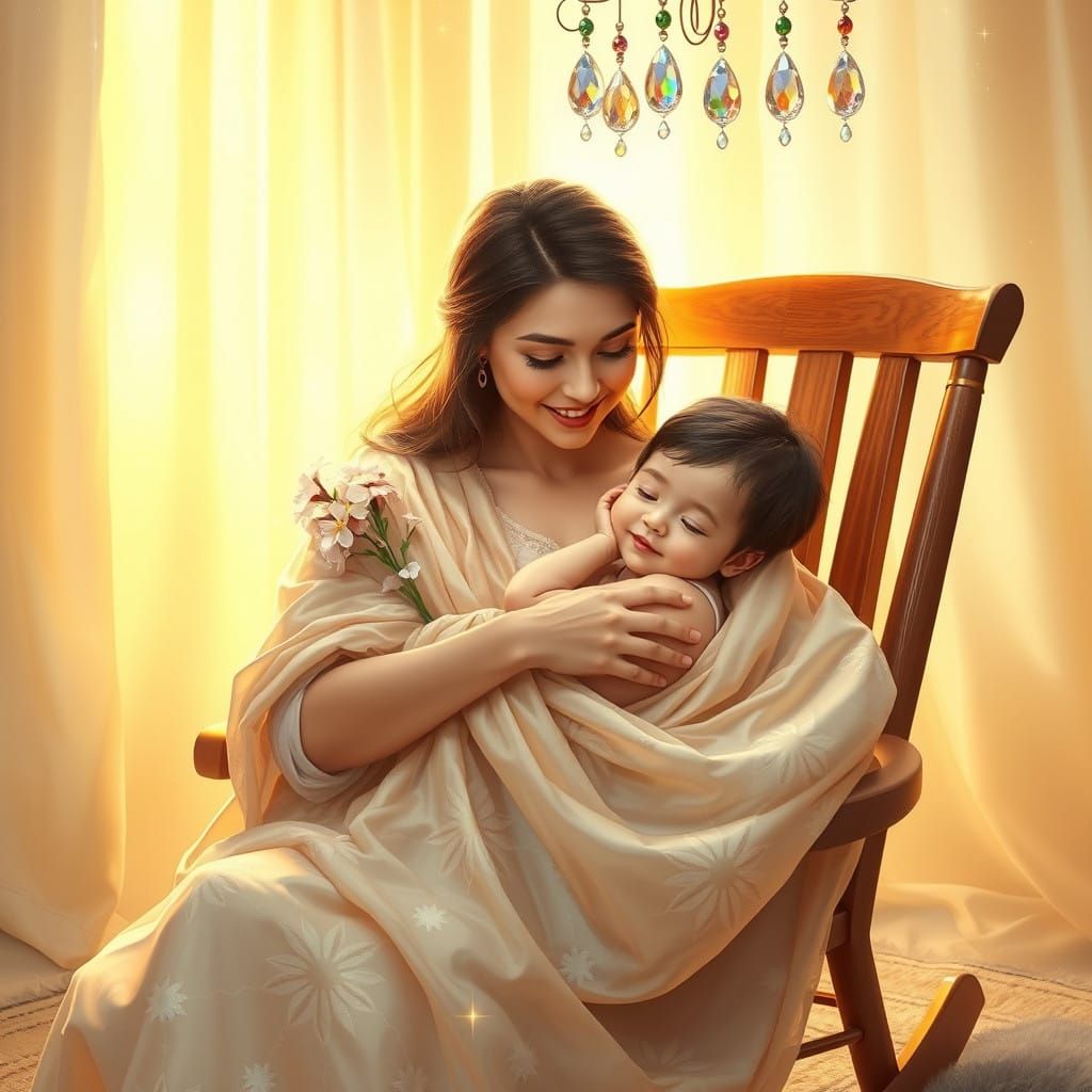 Mother's Warmth in a Golden Glow