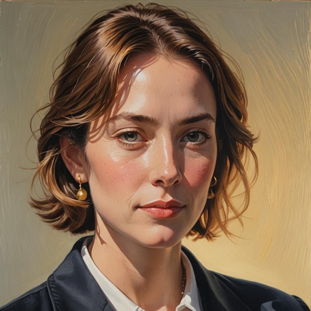 1998 Personified: A Gouache Portrait in Golden Light
